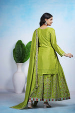 Thumbnail for Joban Fashion Green Silk Embroidered Sharara Set - Distacart