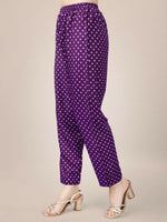 Thumbnail for Jyoti Fashion Women's Purple Rayon Print with Embroidery & Fancy Lace Work Kurta with Trouser & Dupatta - Distacart