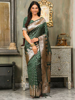 Thumbnail for Astita Banarasi Silk Dark Green Saree