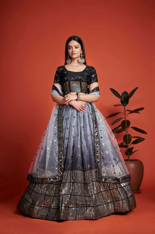 Jyoti Fashion Women's Black Heavy Chinon Sequins Embroidered Designer Lehenga Choli Set - Distacart
