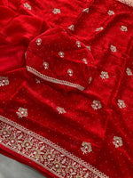 Thumbnail for Teeya Creation New Womens Latest Party Wear Soft Chiffon Silk Saree-Red - Dista