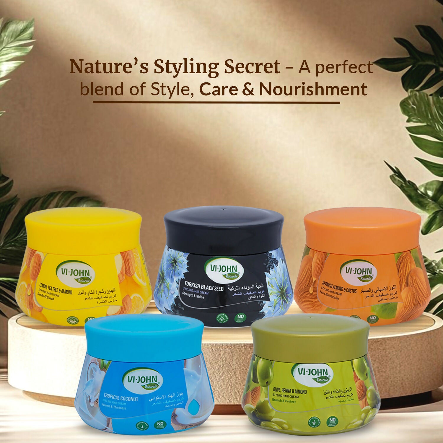 VI-JOHN Naturale Olive, Heena & Almond Styling Hair Cream Strength & Shine