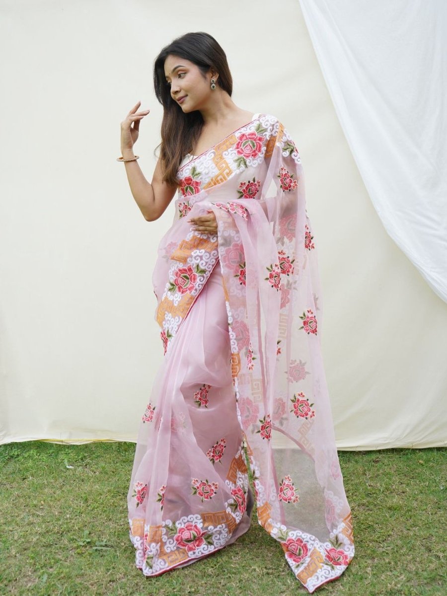 Anouk Embroidered Organza Saree