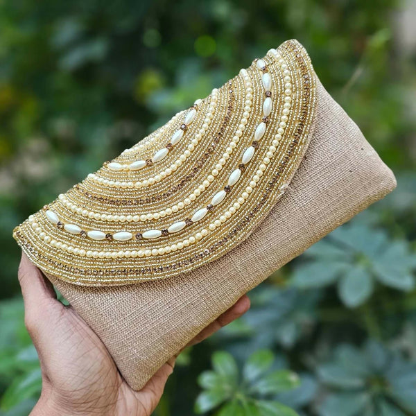 Joban Fashion Women Embellished Potli Clutch - Golden - Dista