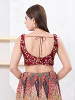 Thumbnail for Joban Fashion Maroon Mulberry Silk Sleeveless Back Open Blouse