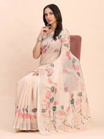 Thumbnail for Astita Linen Cotton Peach Saree