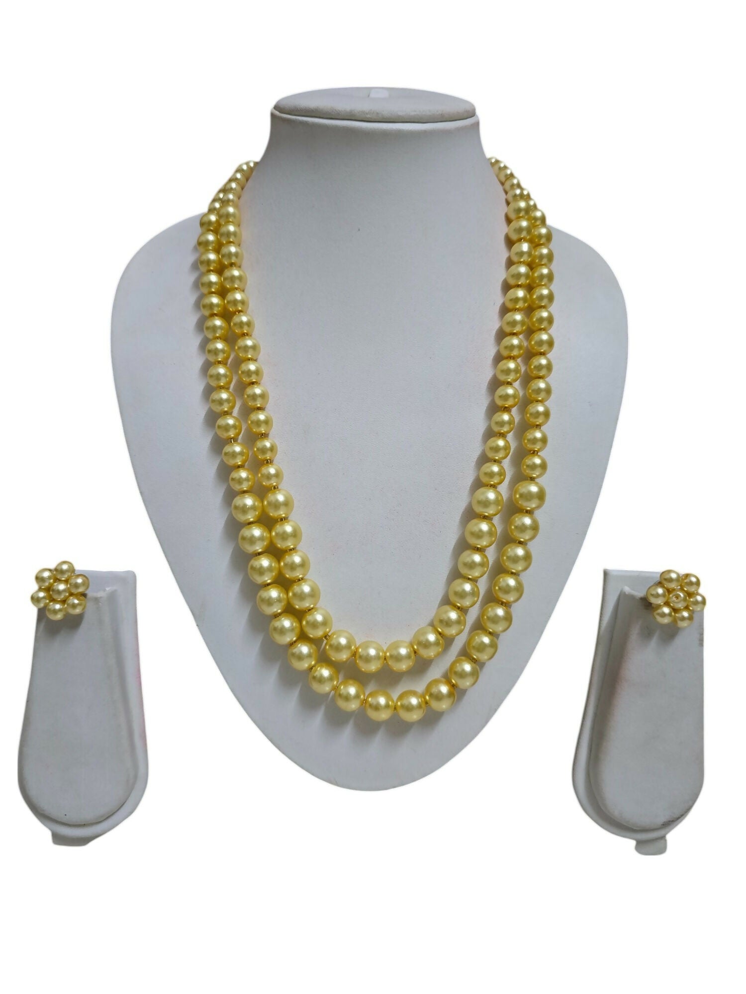 Inhanns Everyday Workwear Pearl Set (Double Layered Pearls) - Yellow - Distacart