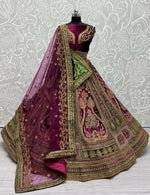 Thumbnail for Jyoti Fashion Women's Purple Velvet Fancy Patch, Multi Thread Embroidered, Zircon Diamond, Sequins Work Wedding Lehenga Choli - Distacart
