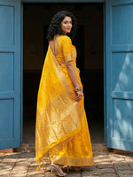 Thumbnail for Shree Shyam Fashion Yellow Silk Blend Saree - Distacart