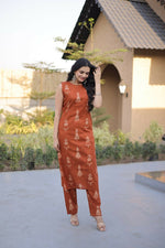 Thumbnail for Teeya Creation Womens New Trendy Summer War Printed Cotton Gown Set-Orange - Dista