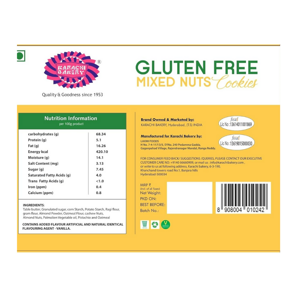 Karachi Bakery Gluten Free Biscuits (Mixed Nut) - Distacart