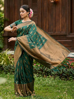 Thumbnail for Shree Shyam Fashion Green Silk Blend Saree - Distacart