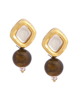 Thumbnail for Ruby Raang Brown Tiger Eye Stone Kundan Studs