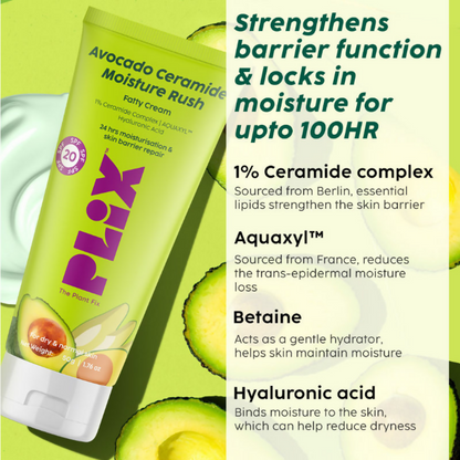 PLIX The Plant Fix Avocado Ceramide Moisture Rush - Cleanser & Cream - Distacart