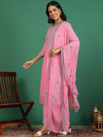 Thumbnail for Sangria Embroidered Kurta & Trouser With Dupatta