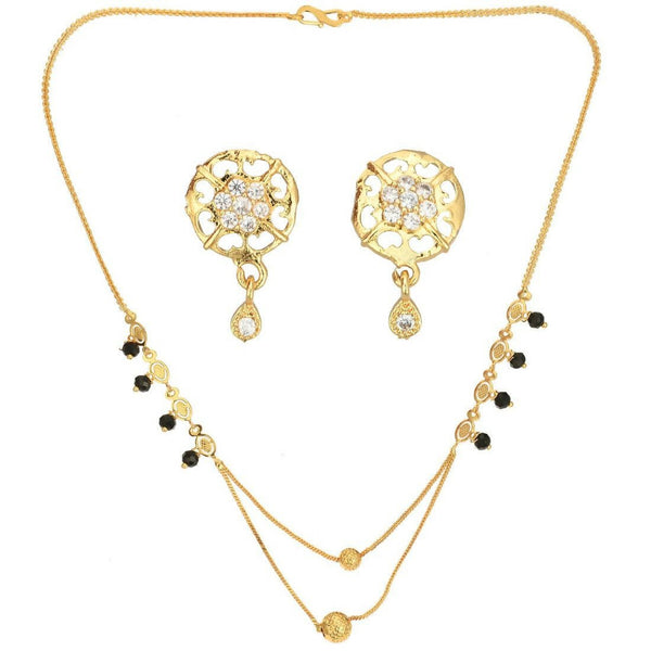 AanyaCentric Gold Plated Short Mangalsutra Set with Earrings - Distacart