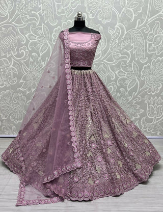 Jyoti Fashion Women's Pyazi Bridal Net Fancy Dori, Multi Thread, Hand Mirror and Diamond Work Wedding Lehenga Choli - Distacart