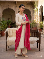 Thumbnail for Teeya Creation New Trendy Fancy Premium Kurta Set - Cream - Dista