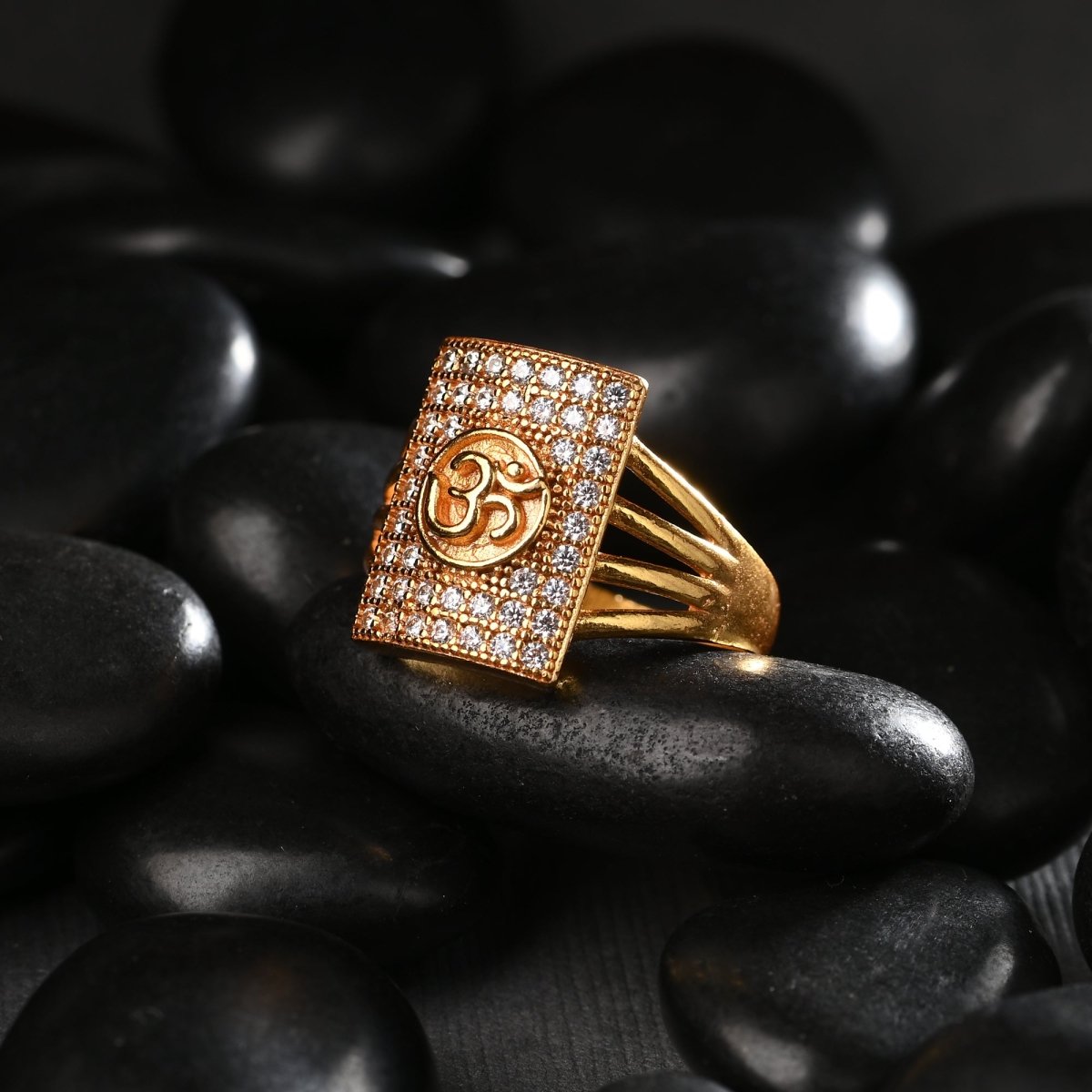 AanyaCentric Gold Plated American Diamond Ad Ring for Boys & Man - Distacart