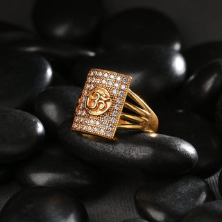 AanyaCentric Gold Plated American Diamond Ad Ring for Boys & Man - Distacart