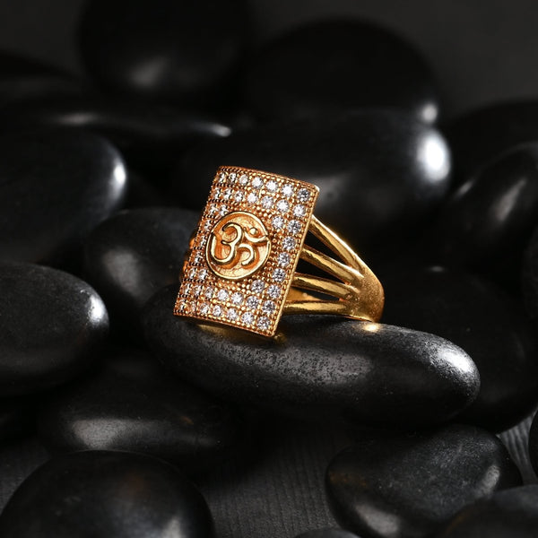 AanyaCentric Gold Plated American Diamond Ad Ring for Boys & Man - Distacart