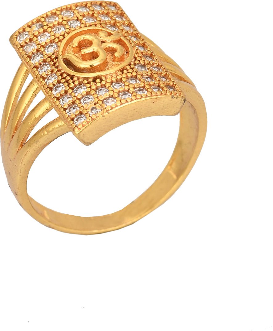 AanyaCentric Gold Plated American Diamond Ad Ring for Boys & Man - Distacart