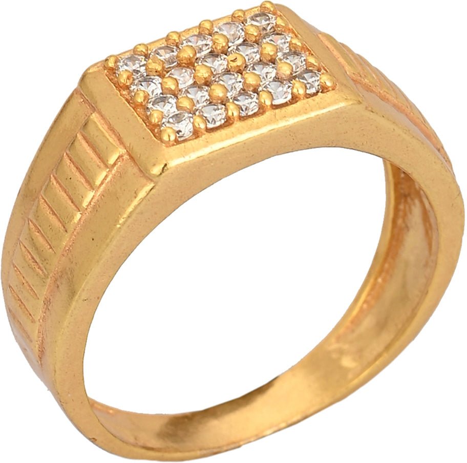 Buy AanyaCentric Gold Plated American Diamond Ad Ring for Boys