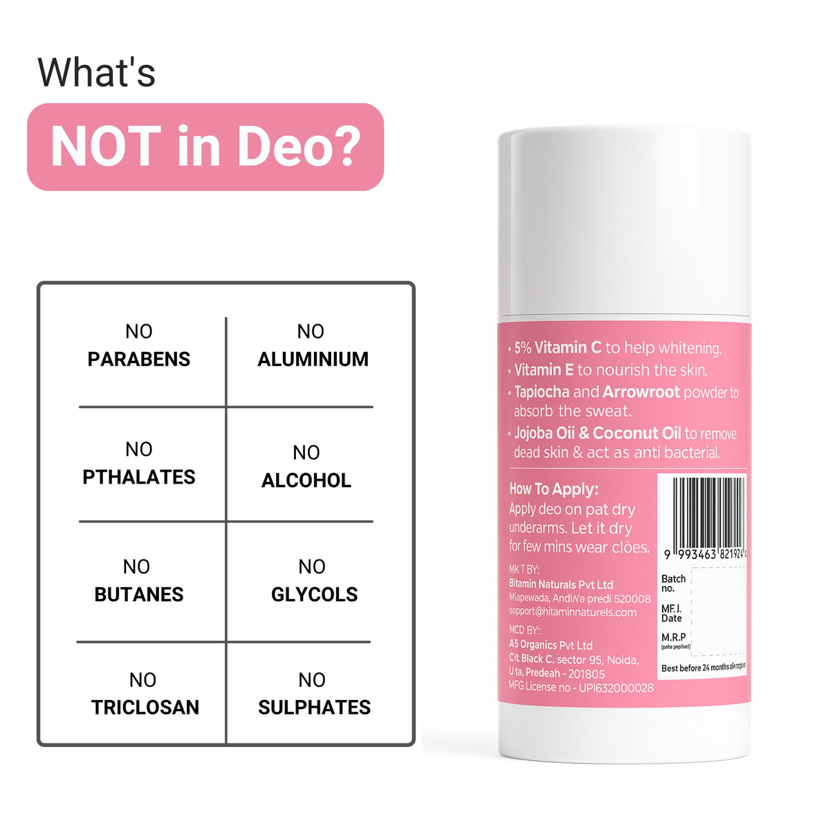 Bitamin French Rose Natural Deodorant Roll On - Distacart