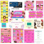 Thumbnail for The Small Wonderland Pretend Play Donut Shop Set – 12 Colorful Fabric Donuts with Play Menu, ATM Cards, Money, and Shop Poster