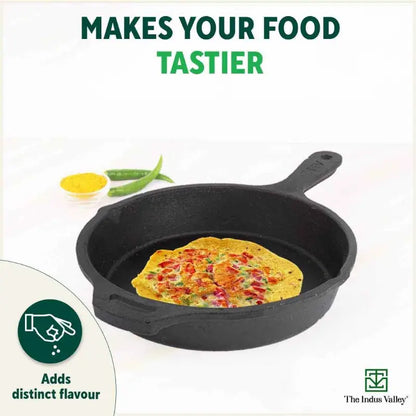The Indus Valley CASTrong Cast Iron Cookware Set: Tawa+ Kadai+ Frypan, Kitchen Set for Home, Pre-seasoned, 100% Pure, Induction, Tadka Pan - Distacart