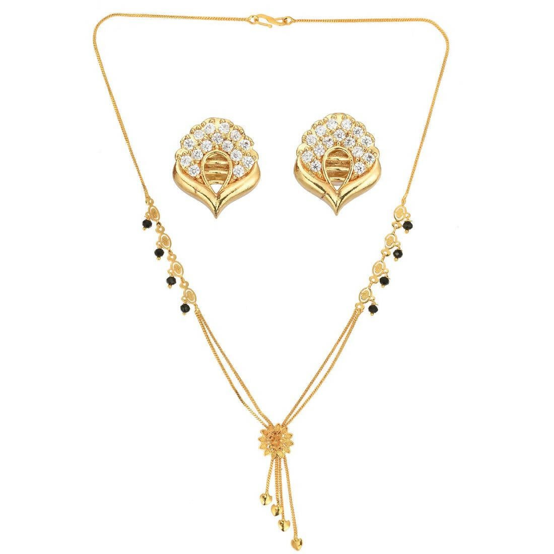 AanyaCentric Gold Plated Short Mangalsutra Set with Earrings - Distacart