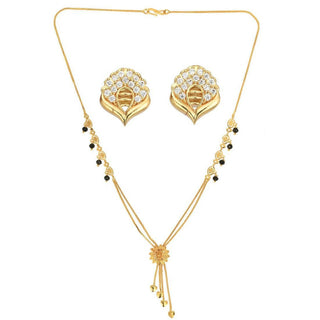 AanyaCentric Gold Plated Short Mangalsutra Set with Earrings - Distacart