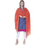 Thumbnail for A R SILK Orange Color Golden border Cotton Dupattas & Chunnis