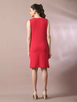 Thumbnail for Myshka Women's Pink Solid Cowl Neck Bodycon Party Dress - Distacart