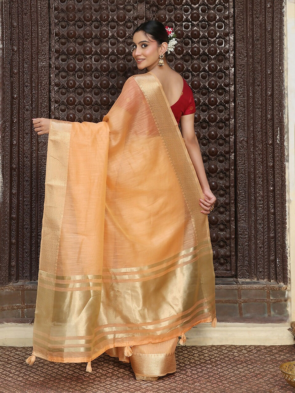 Astita Orange Cotton Saree