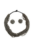 Thumbnail for Inhanns Vibrant Handmade 20 Layers Beaded Necklace With Matching Earrings - Gray - Distacart
