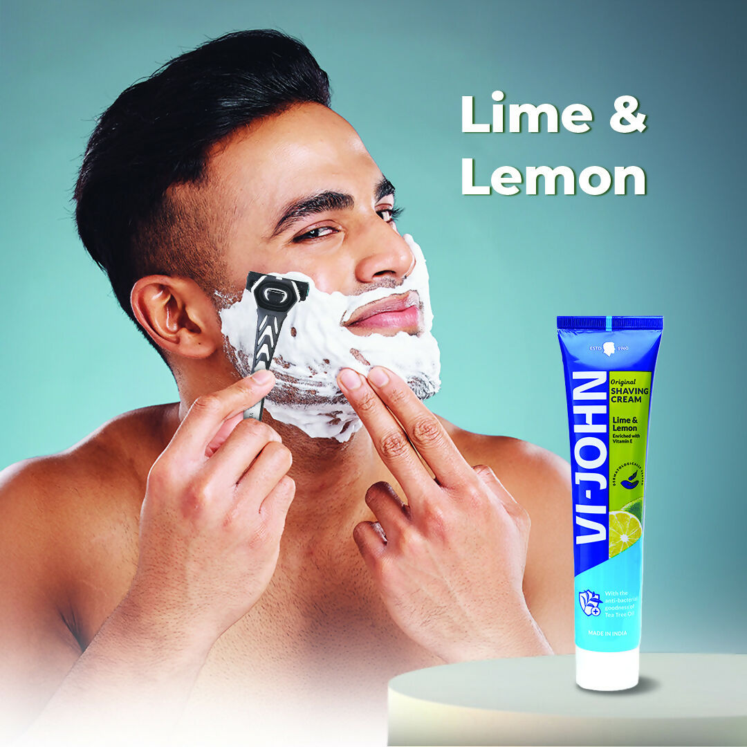 VI-JOHN Dermatologically Tested Vitamin-E enriched Anti Bacterial Lime & Lemon Shaving Cream - Distacart