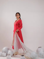 Thumbnail for Yufta Fuchsia Silk Embroidered Kurta Dupatta Set