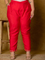 Thumbnail for Yufta Fuchsia Silk Embroidered Plus Size Kurta Dupatta Set