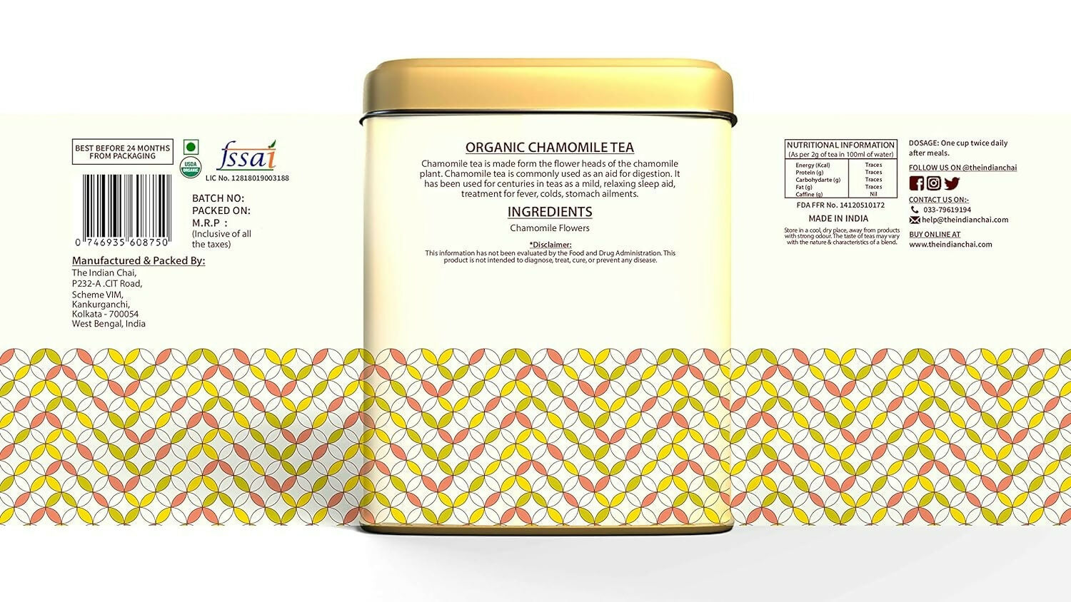 The Indian Chai - Organic Chamomile Tea 30 Pyramid Tea Bags - Distacart
