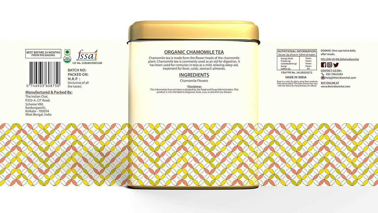 The Indian Chai - Organic Chamomile Tea 30 Pyramid Tea Bags - Distacart