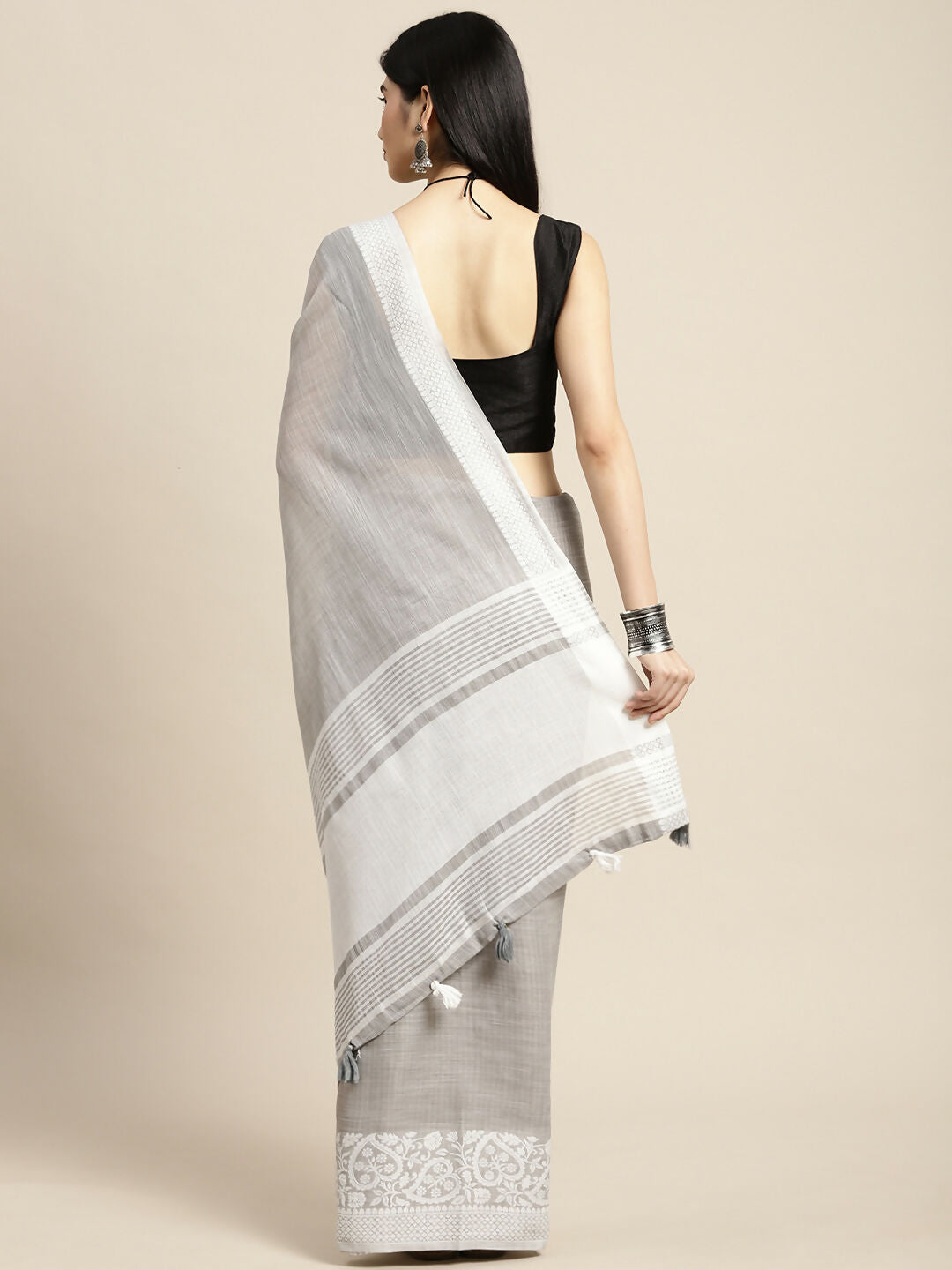Astita Linen Grey Saree