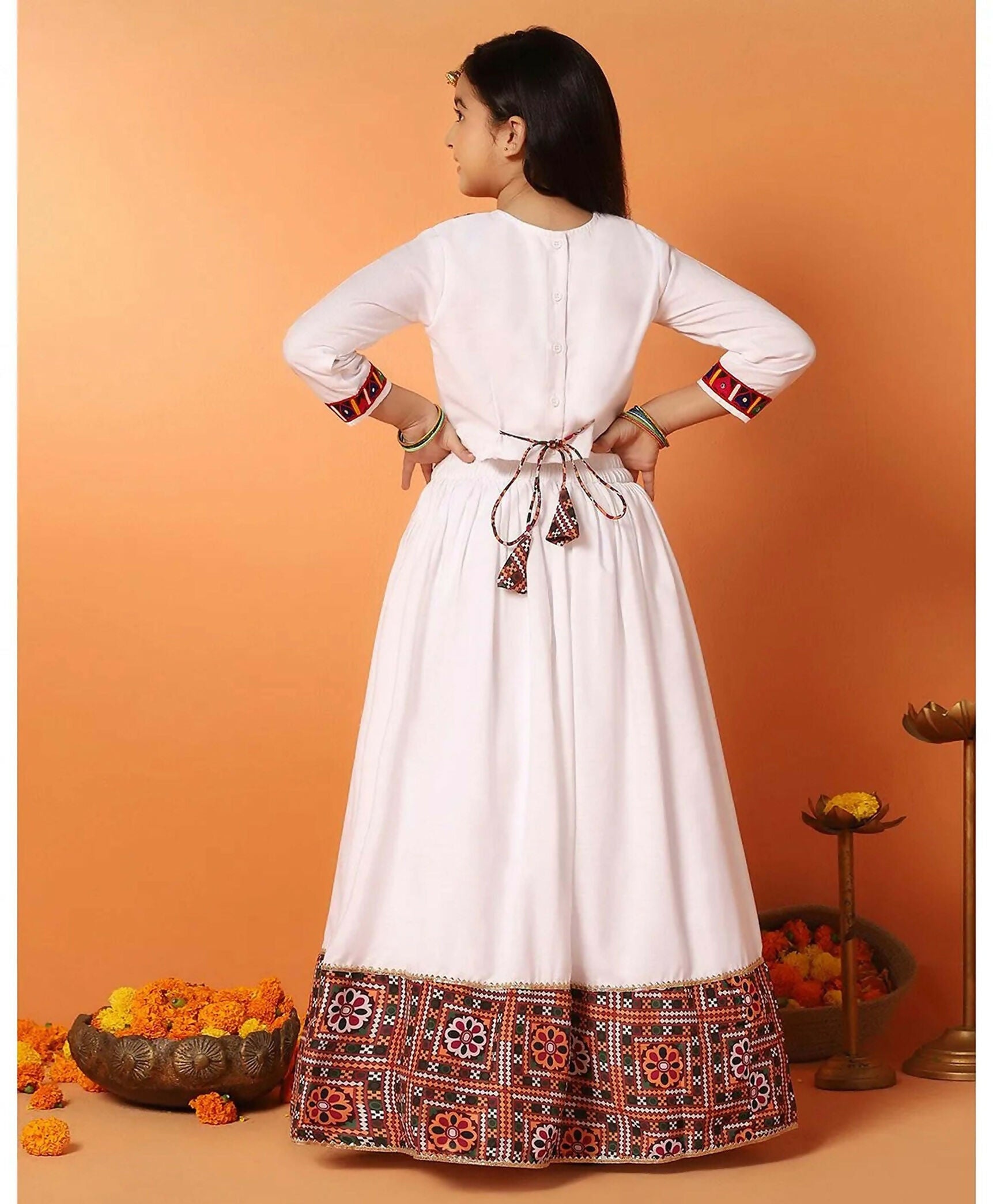 Joban Fashion Girl's White Color Lehenga Choli