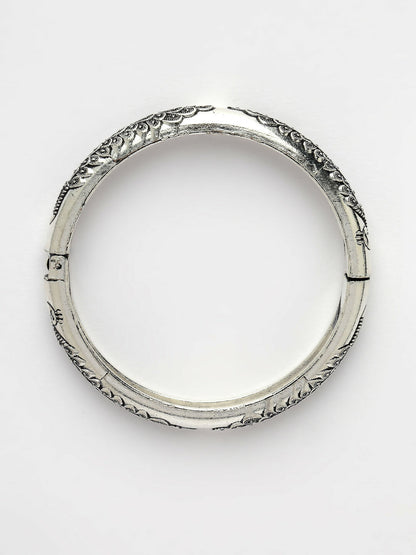 NVR Women's Silver-Toned German Silver Peacock Design Oxidised Kada Bangle - Distacart