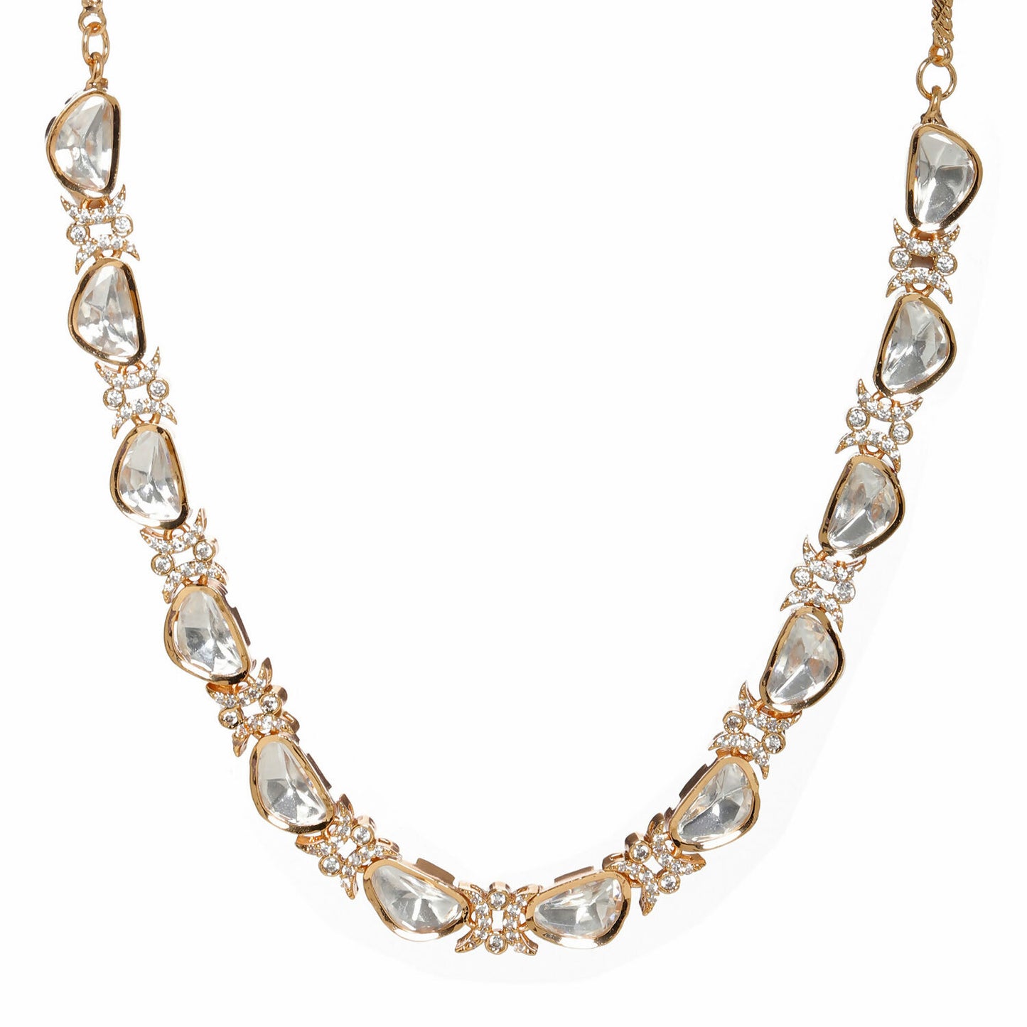 Kundan and Daimond Neckpiece (Gold) - Ruby Raang - Distacart