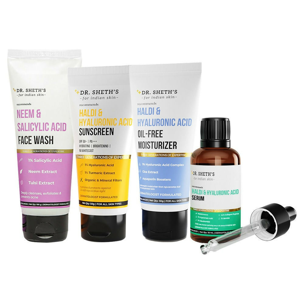 Dr. Sheth's CSMS (Cleanser, Serum, Moisturizer, Sunscreen) Glow Combo - Distacart