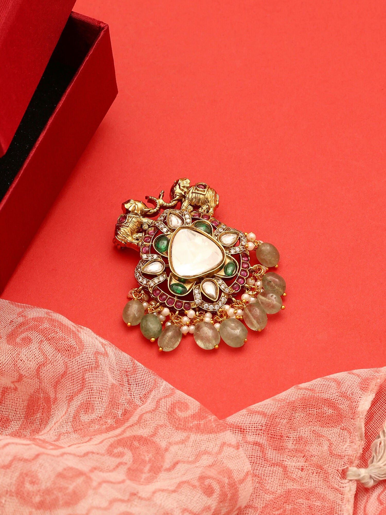 Ruby Raang Mint Emerald Brooch - Distacart