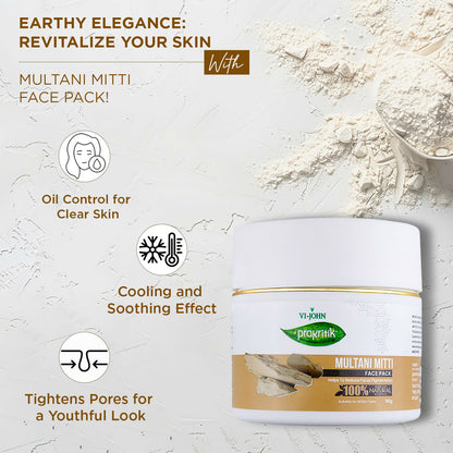 VI-JOHN Prakritik Multani Mitti Face Pack Controls Sebum Made With 100% Natural Bio Actives - Distacart