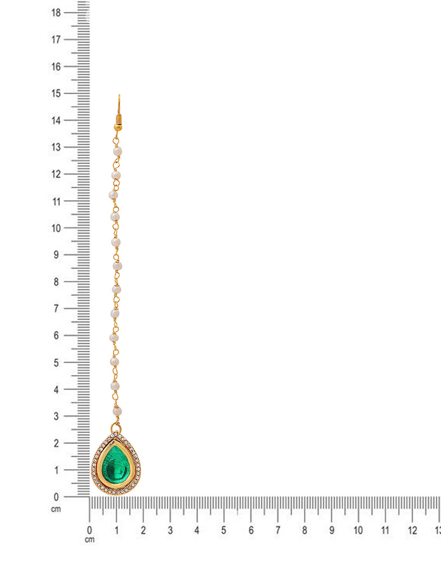 Ruby Raang Tear Drop Green Meenakari with Diamond Maang Tikka