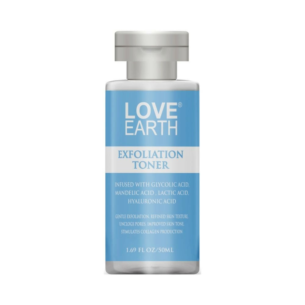 Love Earth Exfoliation Toner Infused With Glycolic Acid, Mandelic Acid, Lactic Acid, Hyaluronic Acid - Distacart